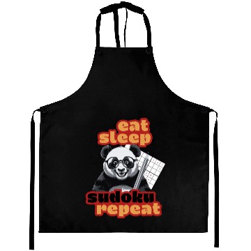 Discover Eat Sleep Sudoku Repeat – Cute Puzzle Solver Panda Aprons