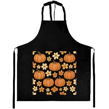 Discover Autumn Pumpkin and Flower Pattern Aprons