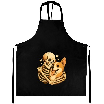 Discover Halloween Skeleton Hugging Corgi Dog Aprons