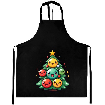Discover Kawaii Christmas Tree with Chibi Ornaments Aprons