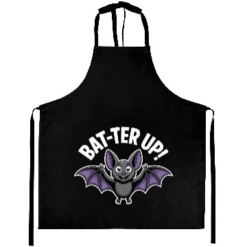 Discover Bat ter Up Cute Bat with Playful Expression Aprons