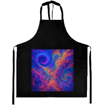 Discover Psychedelic Vortex Swirl in Neon Cosmic Colors Aprons