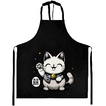 Discover Happy Maneki Neko - double happiness - 招き猫 Aprons