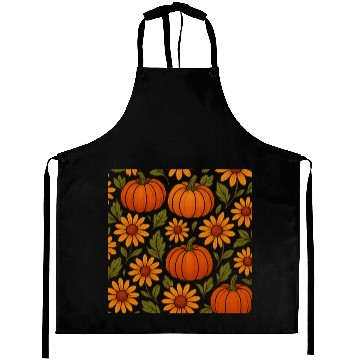 Discover Autumn Pumpkin and Daisy Pattern Aprons