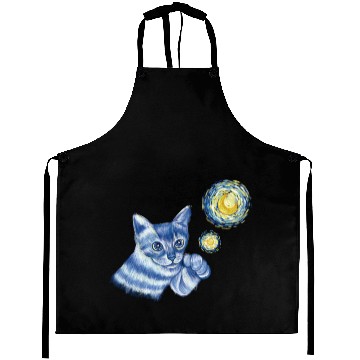 Discover Blue Starry Night British Shorthair Cat Graphic Aprons