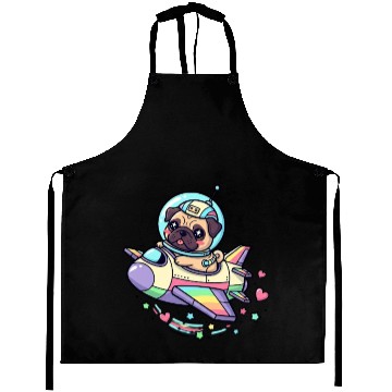 Discover Pug Astronaut in Rainbow Spaceship Aprons