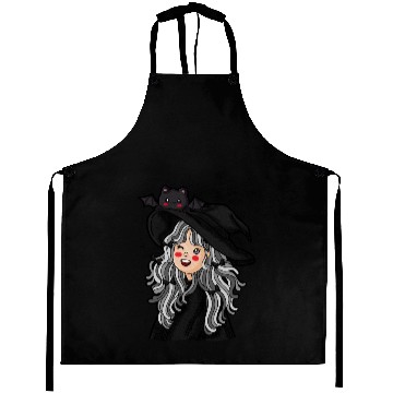 Discover Whimsical Witch with Bat Familiar Aprons