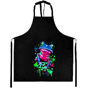 Discover Neon Colorful Frog Art Aprons