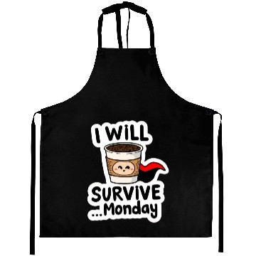 Discover Cute Coffee Survival Meme Design Aprons