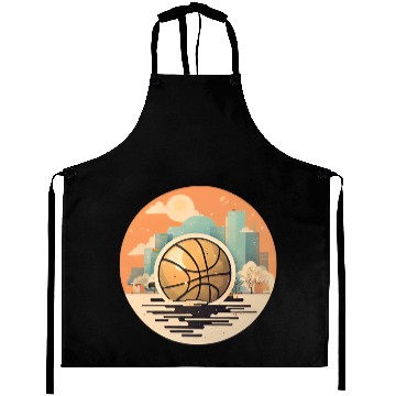 Discover Urban Basketball Sunset Scene Aprons