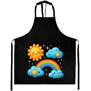 Discover Whimsical Sun and Rainbow Cloud Design Aprons