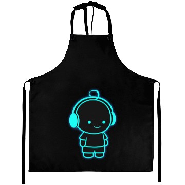 Discover Neon Headphone Character Design Aprons