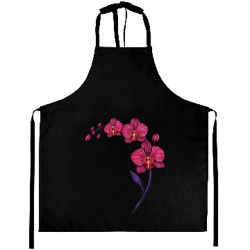 Discover Elegant Violet Pink Orchid Flower Branch Design Aprons