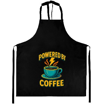 Discover Powered by Coffee Illustration Aprons