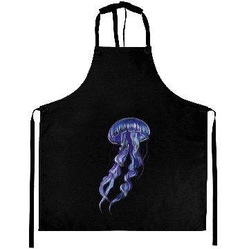 Discover Bioluminescent Purple Jellyfish Illustration Aprons