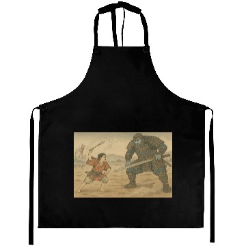 Discover Epic Samurai Duel Illustration Aprons