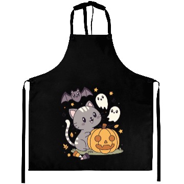 Discover Halloween Kawaii Cat Bat Pumpkin Aprons