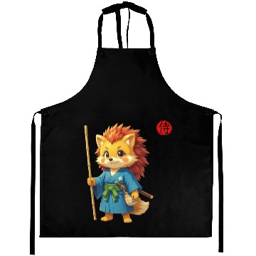 Discover Samurai Hedgehog Anime Character Kanji Art Aprons