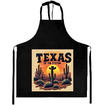 Discover Texas Sunset Cactus Illustration Aprons