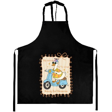 Discover Silly Goose Riding Scooter Design Aprons