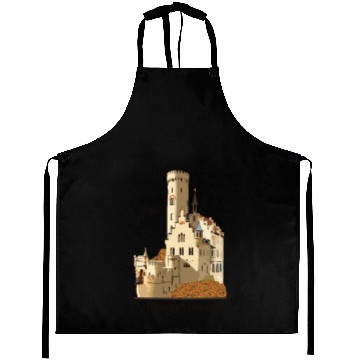 Discover Lichtenstein Castle, hand-drawn. Germany Aprons