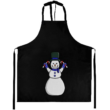 Discover Festive Snowman with Candy Cane and Gloves Aprons