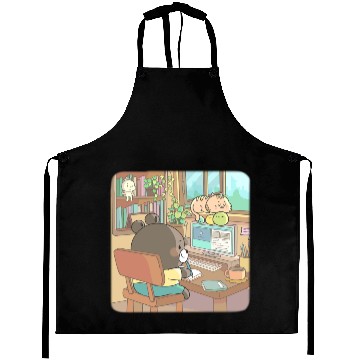 Discover Cozy teddy bear studying Aprons