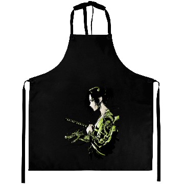 Discover Manga - Neon Samurai with Dragon Ink Design Aprons
