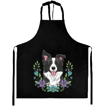 Discover Playful Border Collie Floral Aprons