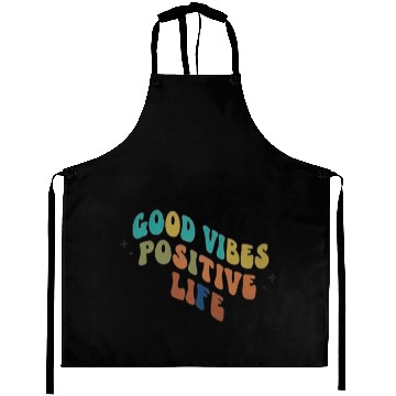 Discover Colorful Positive Vibes Typography Design Aprons