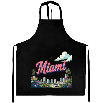 Discover Vibrant Miami Skyline with Tropical Flair Aprons
