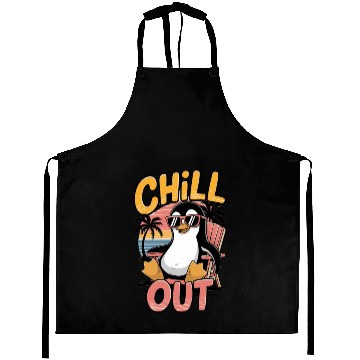 Discover Chill Out Penguin Summer Vibes Aprons