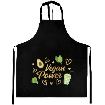Discover Vegan Power Heart and Avocado Design Aprons