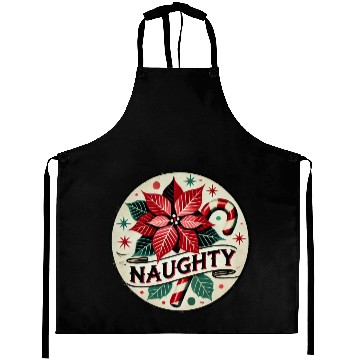 Discover Festive Poinsettia Naughty Holiday Design Aprons