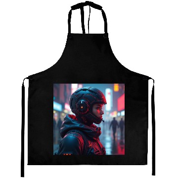 Discover Futuristic Cyberpunk Nightscape Aprons