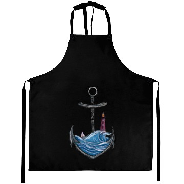 Discover Nautical Anchor with Lighthouse Ocean Seascape Aprons