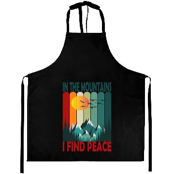 Discover Mountain Sunset Peaceful Scene Aprons