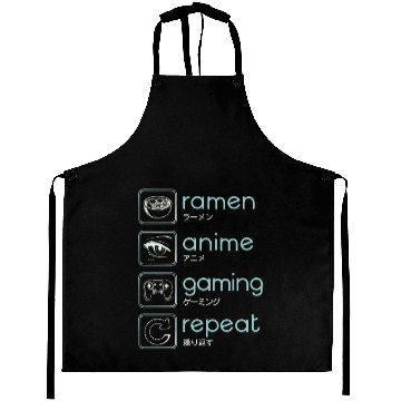 Discover Ramen Anime Gaming Repeat Aprons