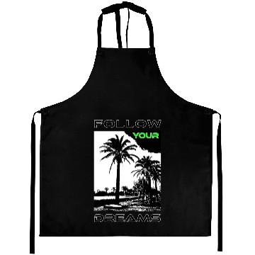 Discover Tropical Palm Tree Sunset Illustration Aprons