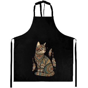Discover Boho Mandala Cat – Tribal Patterned Feline Art Aprons