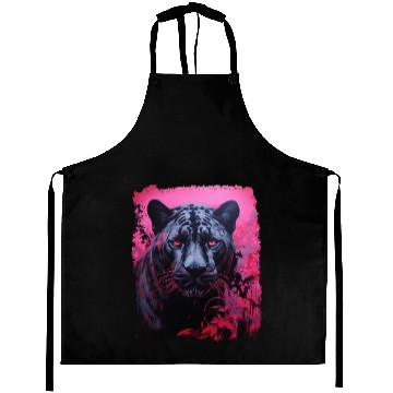 Discover Pink Pop Art Black Panther  Aprons