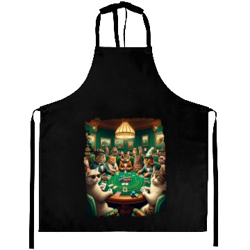 Discover Playing Card Gambling Cat Playing Poker Cards Aprons
