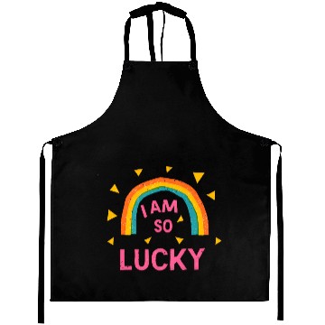 Discover Colorful Lucky Rainbow Affirmation Design Aprons