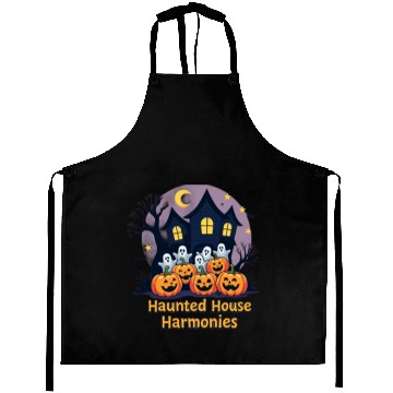 Discover Haunted House Harmonies Halloween Design Aprons