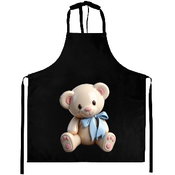 Discover Adorable Teddy Bear with Blue Bow Aprons