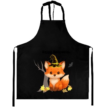 Discover Whimsical Halloween Fox with Witch Hat Aprons