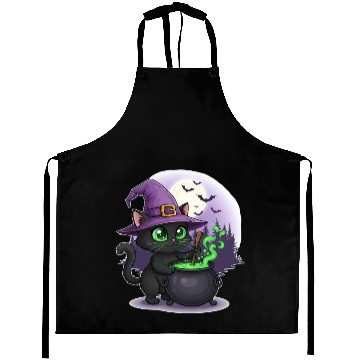 Discover Enchanting Witch Cat Under Full Moon Aprons