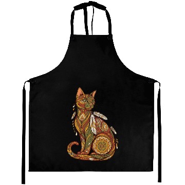 Discover Boho Cat – Mandala Tribal Feather Design Aprons