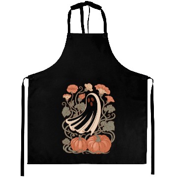Discover Floral Halloween Flower Pumpkin Ghost Cottagecore Aprons