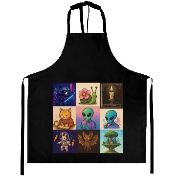 Discover Whimsical Celestial Animal and Alien Designs Aprons